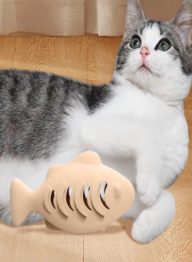 VALUEVIBES Silicone Fish Shape Cat Toothbrush & Teething Toy - Cat Toy & Food Dispenser Feeder for Indoor Cats (Beige) - Image 5